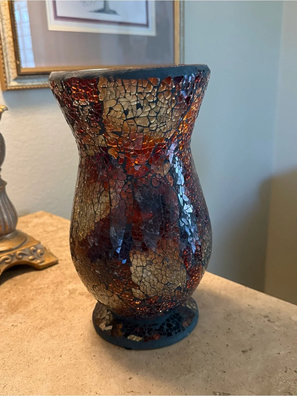 Crackle Glass Mosaic Accent Lamp